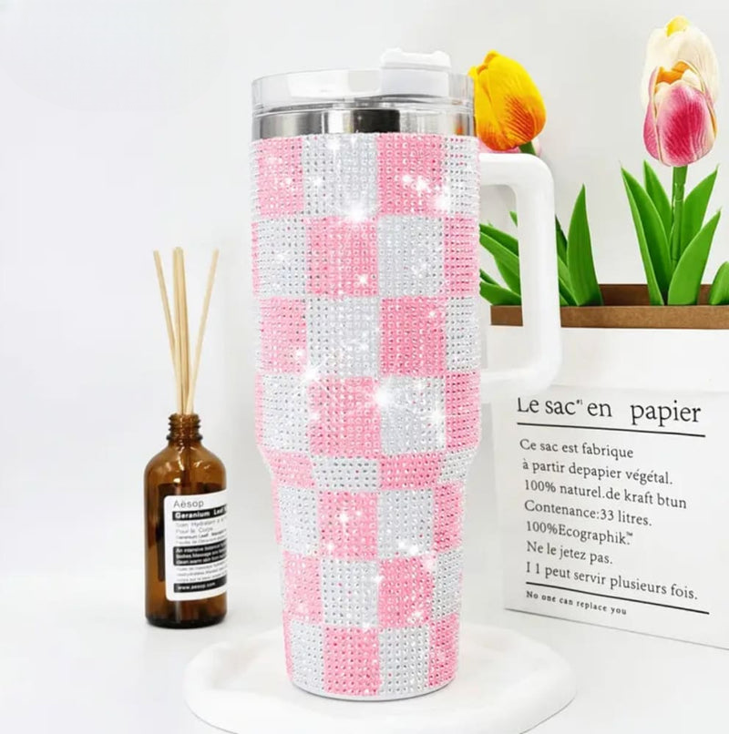 1200ml Rhinestone Tumbler, Stainless Steel Car Mug With Straw, Insulated Water Bottle Thermos 1200ml Rhinestone Tumbler, Stainless Steel Car Mug With Straw, Insulated Water Bottle Thermos